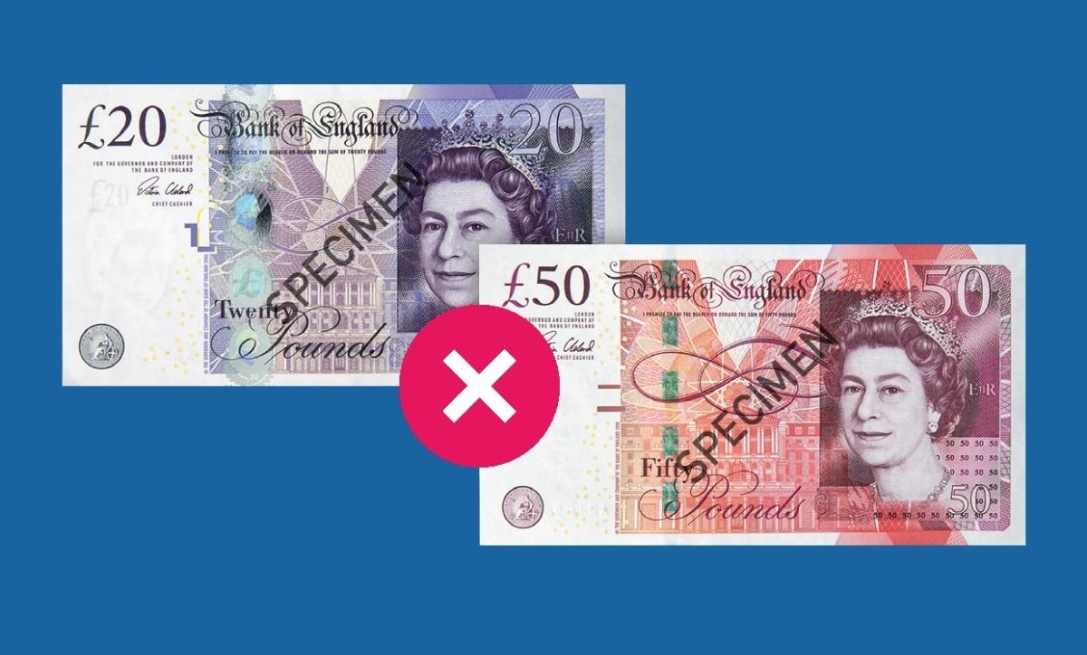  30 September 2022 is the last day you can use £20 and £50 paper notes