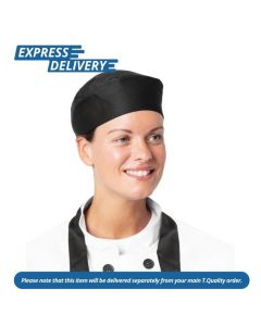 UNIS162 NISBETS ESSENTIALS CHEF SKULL CAPS BLACK (PACK OF 2)