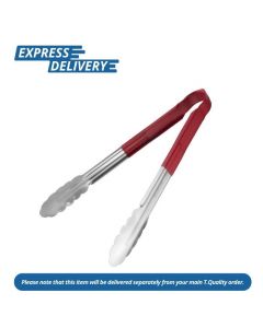 UNIS183 HYGIPLAS COLOUR CODED RED SERVING TONGS 300MM