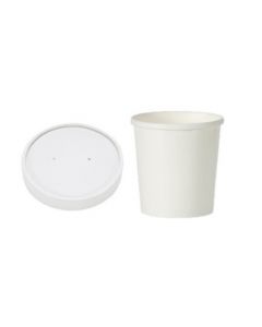 MWPL008 8OZ HEAVY DUTY WHITE PAPER POTS AND LIDS