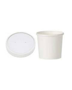 MWPL012 12OZ HEAVY DUTY WHITE PAPER POTS AND LIDS