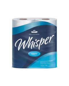 QTRW004 WHISPER TOILET TISSUE WHITE 2PLY