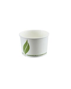 MWPC008 8OZ WHITE LEAF DESIGN PAPER CONTAINER