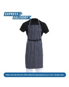 UNIS130 WHITES BUTCHERS APRON NAVY STRIPE WITH POCKET