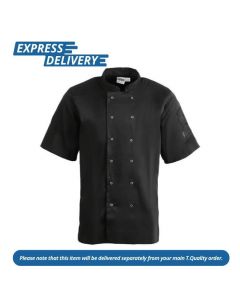 UNIS124 WHITES VEGAS UNISEX CHEFS JACKET SHORT SLEEVE BLACK - M